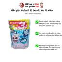 Viên giặt xả Gel Ball 3D túi 75 viên - hương gió biển (xanh)