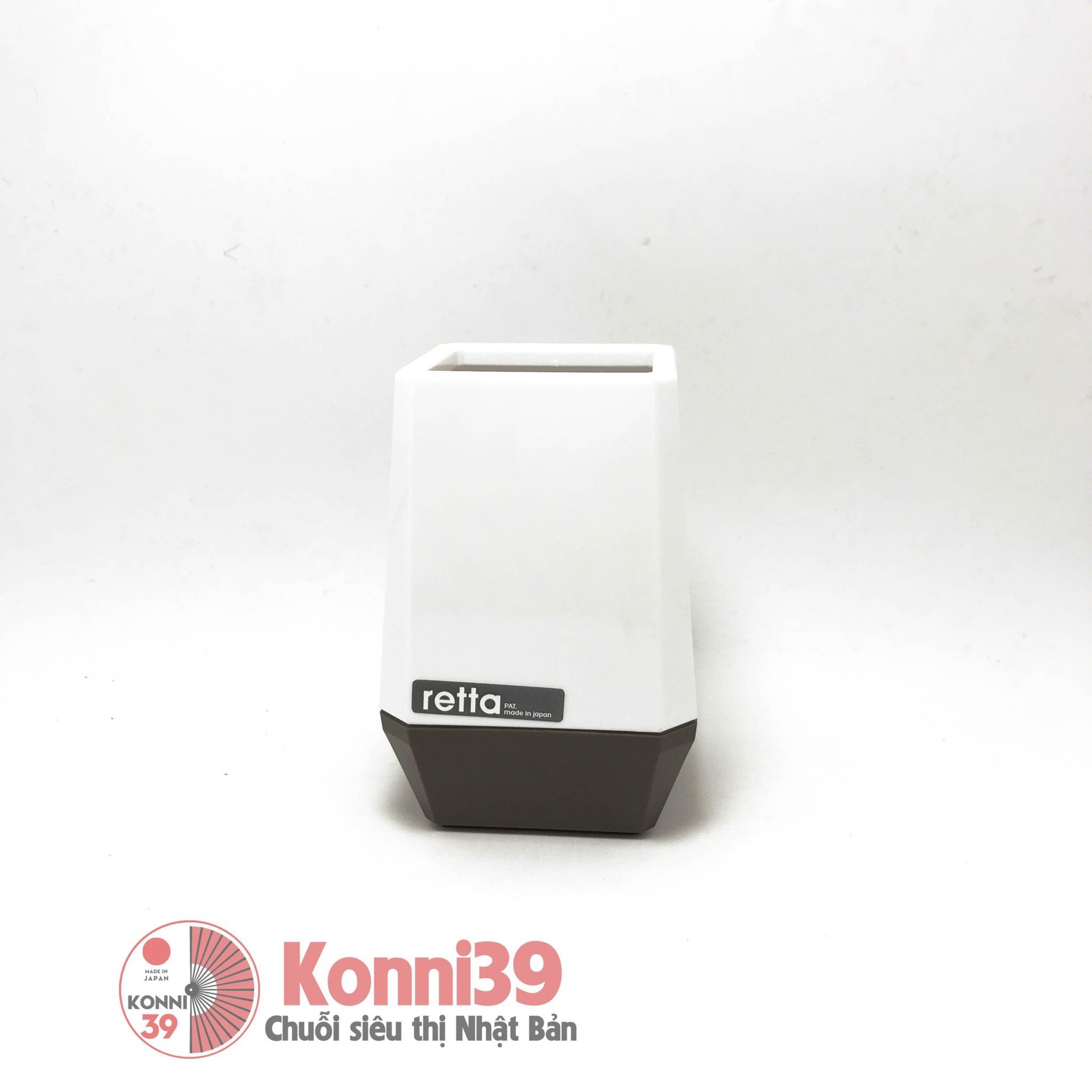 Ống để bút nâu trắng đứng-Hàng Nhật nội địa uy tín Konni39