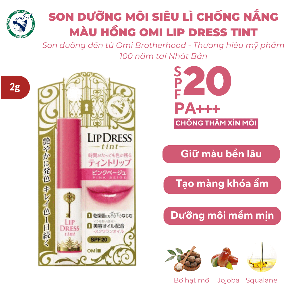 Son dưỡng môi Omi Lip dress Pink Beige có màu thỏi 2g