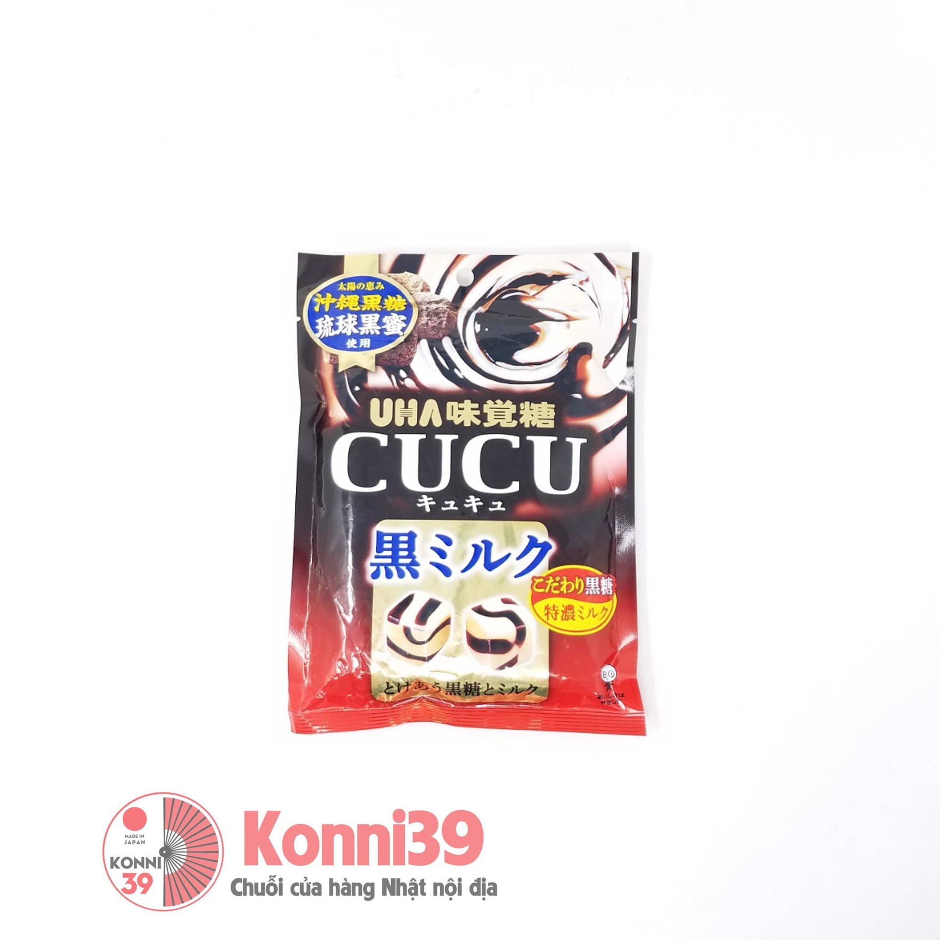 Kẹo UHA CUCU vị đường đen và sữa 90g