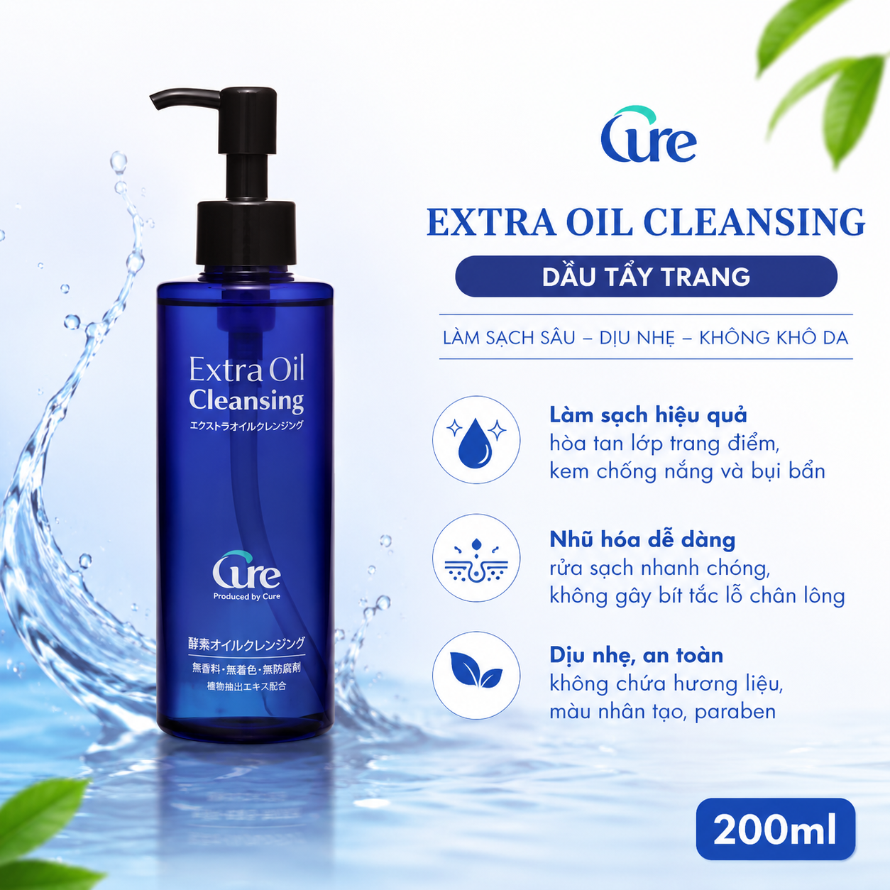 Dầu tẩy trang Cure Extra Oil Cleansing 200ml