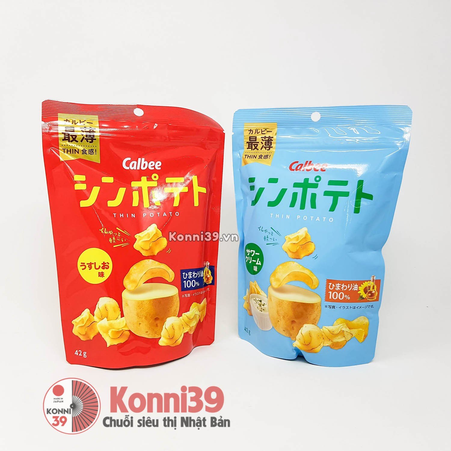 Khoai tây lát mỏng Calbee 42g (2 Loại)