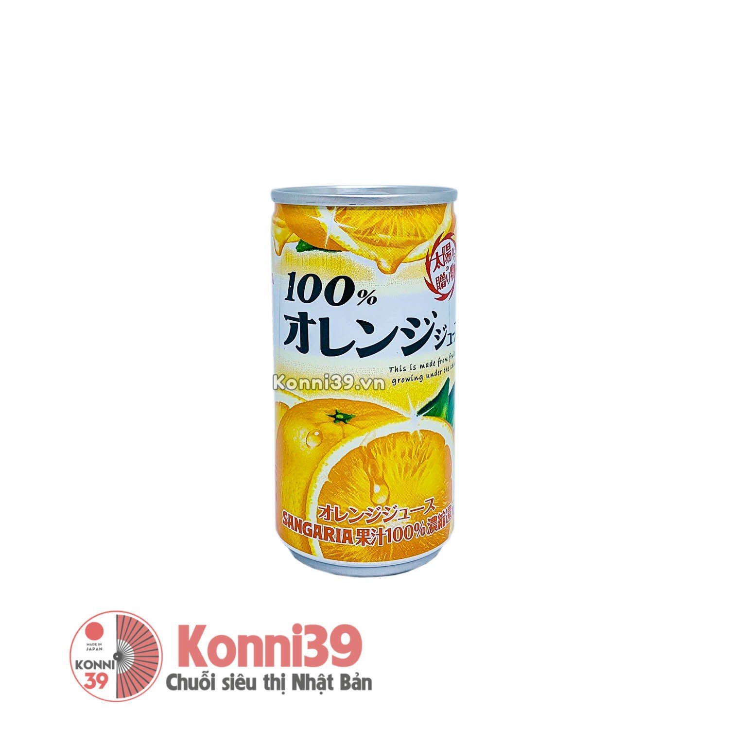 Nước ép trái cây Sangaria vị cam 100% nguyên chất lon 190gr