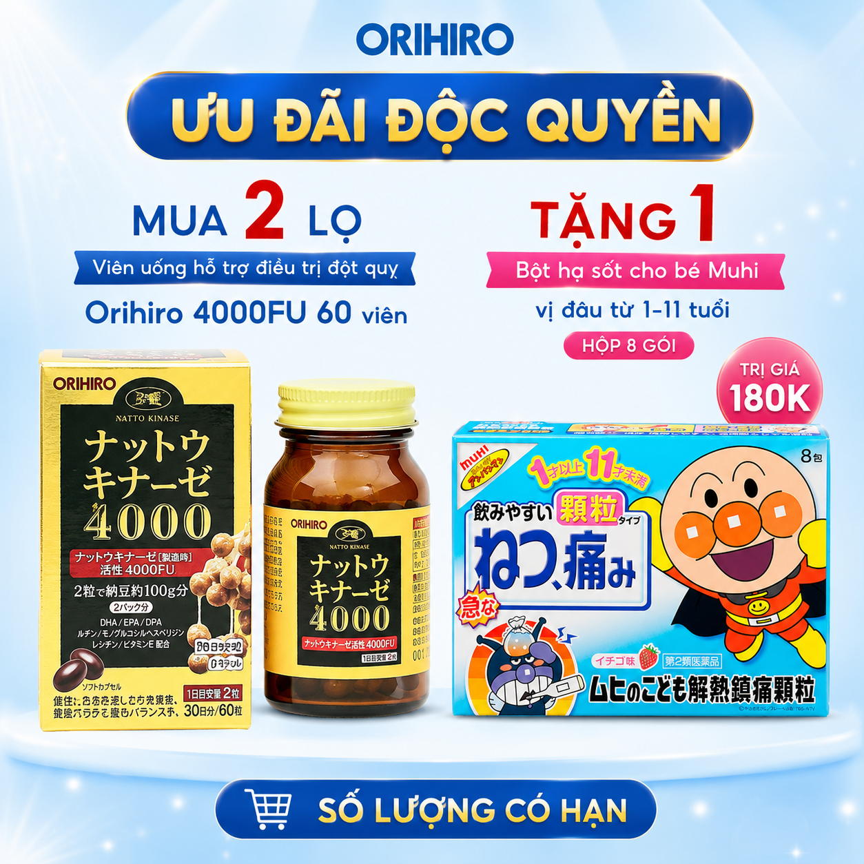 Viên uống hỗ trợ điều trị đột quỵ Orihiro 4000FU 60 viên